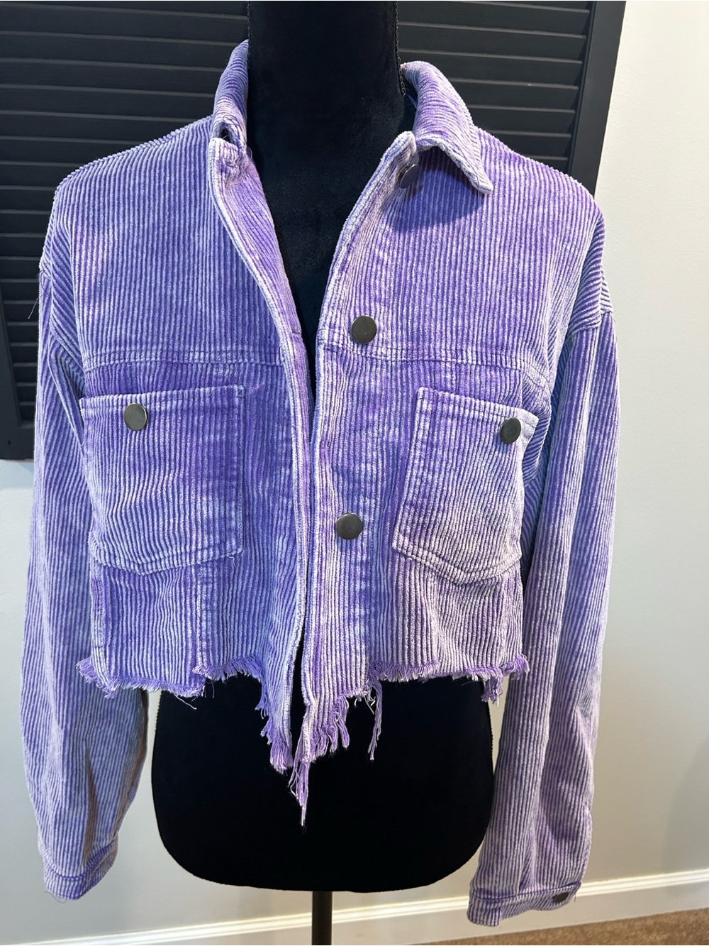 POL Purple Corduroy Cropped Jacket